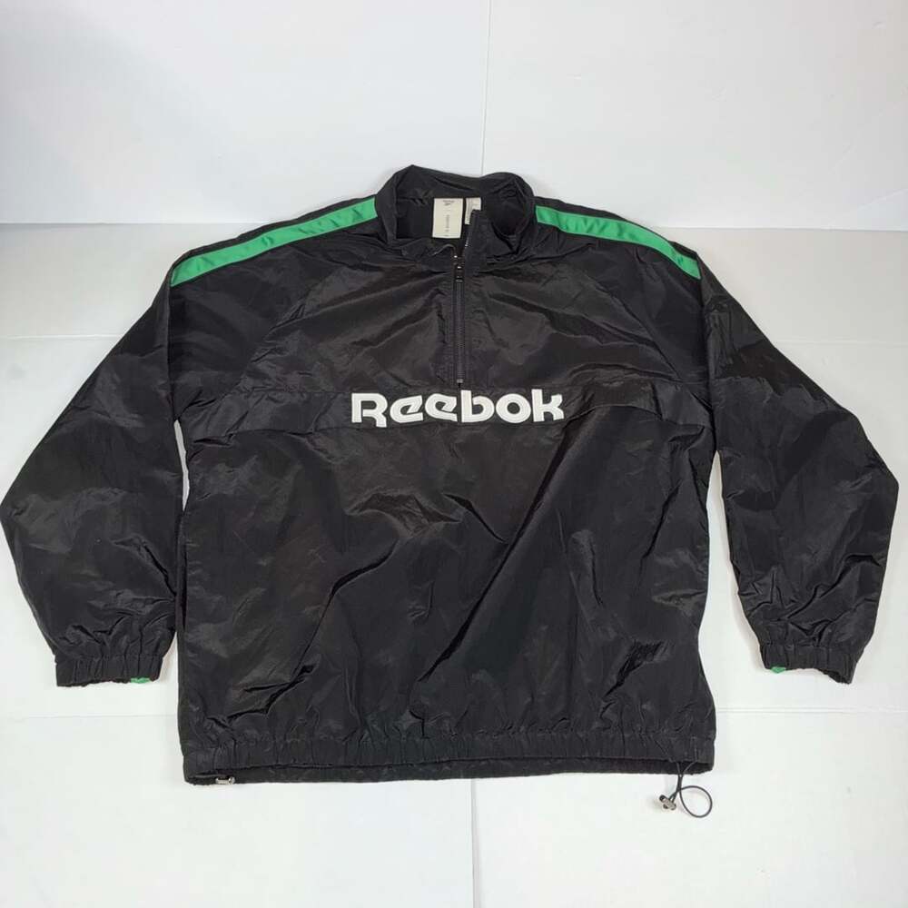 Reebok x Forever 21 Mens Black and Green Anorak Windbreaker Jacket Size XL